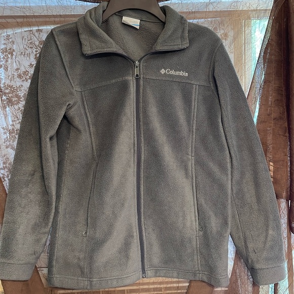 Ash Colored Zip Up Columbia Fleece - Picture 1 of 4